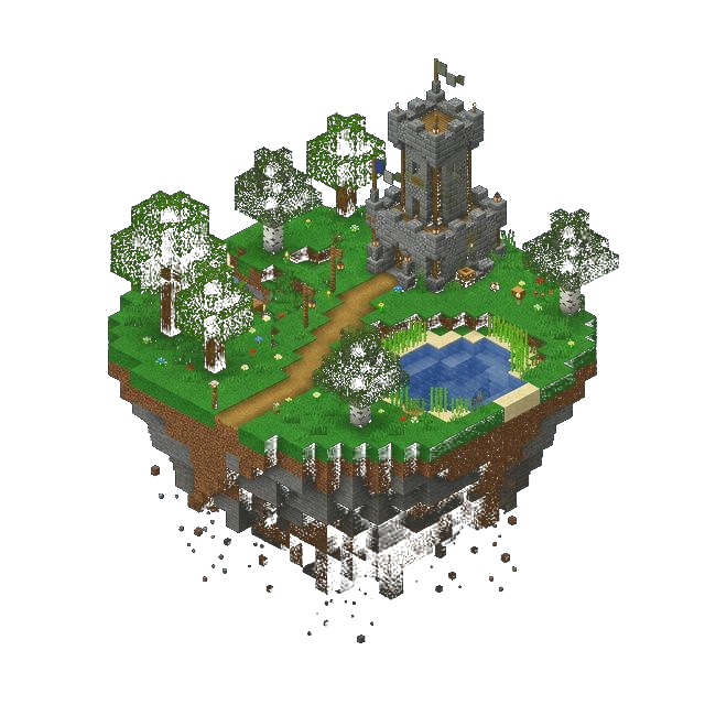 Isometric Minecraft floating island